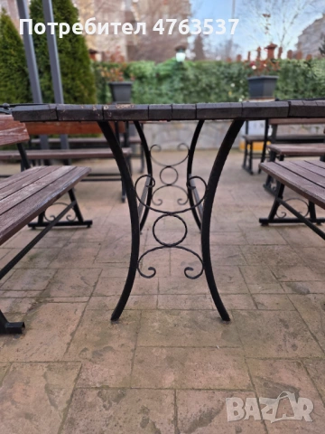 Маси и пейки от ковано желязо и дърво използвани , снимка 2 - Маси - 53816844