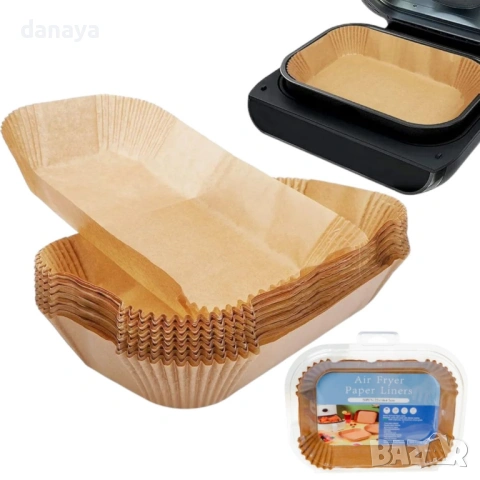 6207 Незалепващи правоъгълни хартиени подложки за AIR FRYER, 50 броя, снимка 3 - Съдове за готвене - 53659122