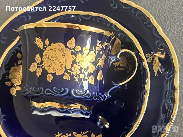 Уникален сет порцелан Echt kobalt с 24K, снимка 8 - Антикварни и старинни предмети - 51338463