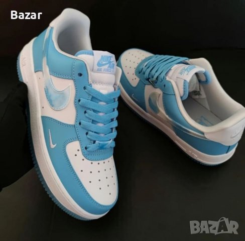 Nike AirForce 1 Nail Art Сини и Бели Дамски Обувки Маратонки Кецове Размер 39 Номер Нови Женски , снимка 1