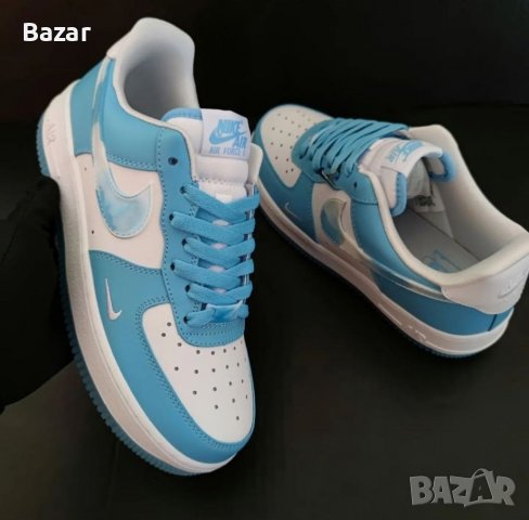 Nike AirForce 1 Nail Art Сини и Бели Дамски Обувки Маратонки Кецове Размер 39 Номер Нови Женски , снимка 1 - Маратонки - 39306472