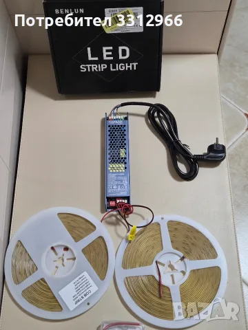 Комплект BENLUN 24V COB LED лента (с обща дължина 20 м, разделена на две ролки по 10 м) , снимка 2 - Лед осветление - 55877229