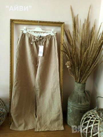 ZARA дамски ленен панталон, снимка 13 - Панталони - 53467586
