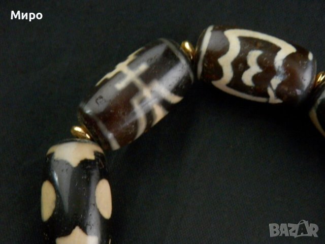 ГРИВНА ТИБЕТ НЕПАЛ ХИМАЛАИ ДЗИ МЪНИСТА ЩАСТИЕ И ДОБЪР КЪСМЕТ ЕСТЕСТВЕН АХАТ , снимка 2 - Антикварни и старинни предмети - 41866757