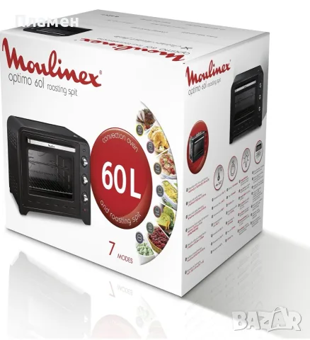 Moulinex Optimo OX4958 – електрическа фурна 60 L, 2200 W, 7 режима, черна