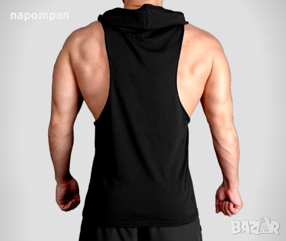 Мъжки спортни фитнес потници за тренировка с качулка - черни, снимка 3 - Спортни дрехи, екипи - 41081335