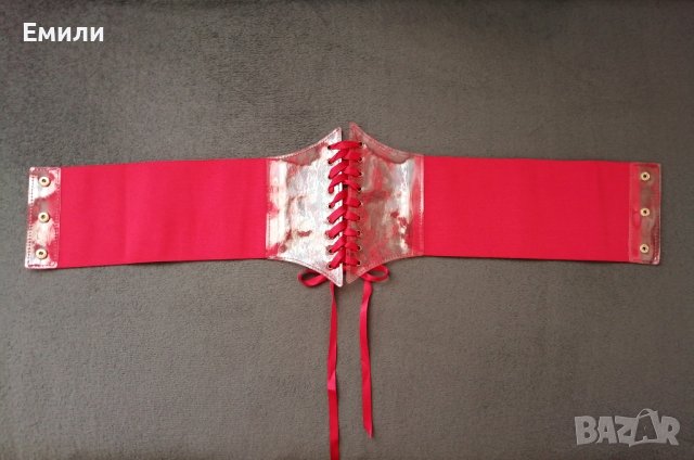 Червен дантелен корсет колан за талия със сатенени връзки , снимка 9 - Корсети, бюстиета, топове - 42050632