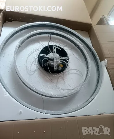 Луксозен LED полилей LAMPLAY, модерна LED висяща лампа 65W, голяма таванна лампа с дистанционно, снимка 10 - Полилеи - 56203126