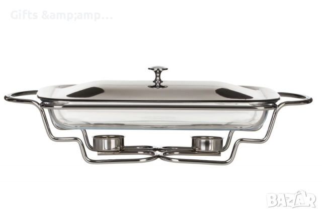 Съд за топло сервиране - от огнеупорно стъкло - 3 л, с правоъгълна форма, снимка 1