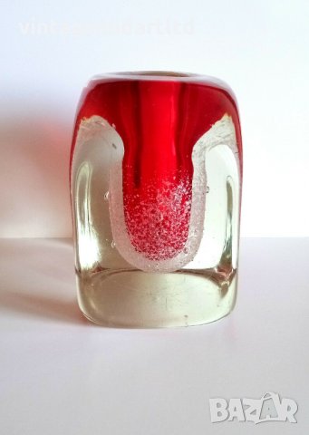 Стара колекционерска ваза, арт декор духано стъкло, снимка 4 - Вази - 35605271