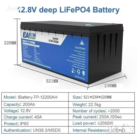 LiFePO4 Батерия EASun 200Ah 12V, снимка 4 - Къмпинг осветление - 55921673