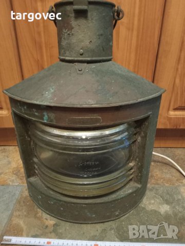 Голям корабен меден фенер, снимка 2 - Антикварни и старинни предмети - 41502558