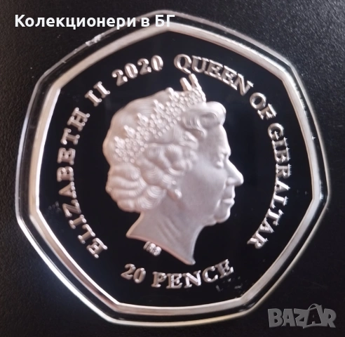 ПОСРЕБРЕНИ 20 ПЕНСА 2020 ГОДИНА ‼PROOF‼ - ГИБРАЛТАР, снимка 3 - Нумизматика и бонистика - 53726260
