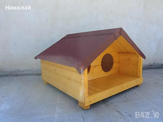Голяма къща за котки и кучета с веранда за семейство котки кученца кучешка колиба от дърво за коте , снимка 4 - За кучета - 52238525