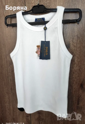 Polo Ralph Lauren нов дамски рипсен бял топ, снимка 4 - Потници - 51285018