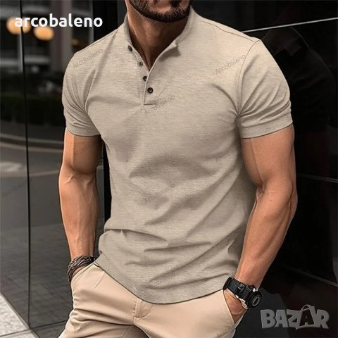 Мъжка тениска Henley Neck с копчета и яка, 5цвята , снимка 4 - Тениски - 41698089