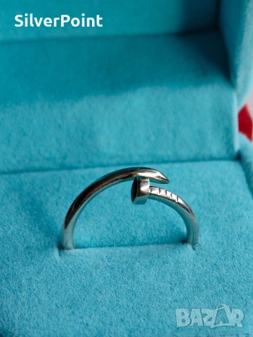 Сребърен пръстен "Пирон" с колумбийски Изумруд трапиче и сертификат , снимка 6 - Пръстени - 53382299