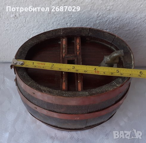 Дървено буре с медни обръчи и стойка, снимка 10 - Други - 31658196