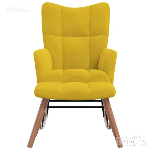 vidaXL Люлеещ се стол с табуретка, горчица, кадифе, снимка 4 - Столове - 56146922