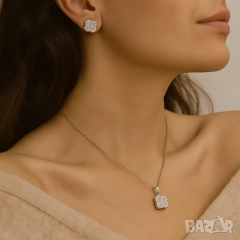 Елегантен комплект колие с обеци, снимка 6 - Бижутерийни комплекти - 51926478