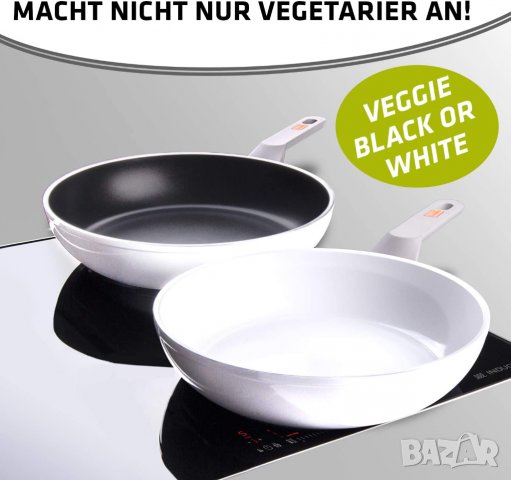 Тиган Berndes 28 см, алуминиев зеленчуков бял индукционен, гювеч с незалепващо покритие, висок ръб, снимка 5 - Съдове за готвене - 39959341