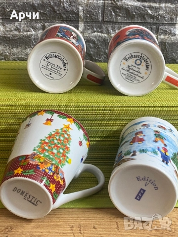 Порцеланови чаши с коледем мотив, снимка 8 - Чаши - 52700005