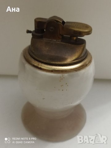 Бронзова запалка с мрамур, снимка 1