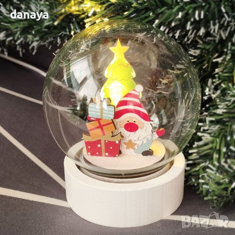 4137 Декоративна светеща топка Дядо Коледа с подаръци и елха, снимка 3 - Декорация за дома - 42571853