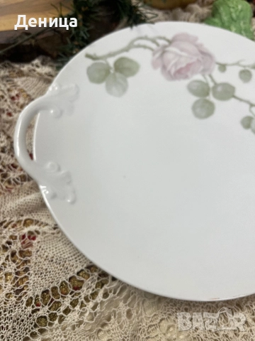 Rosenthal  Изключително елегантно и нежно на живо💜 Дръжки с прекрасен релеф и нежна розова клонка П, снимка 2 - Чинии - 52809160