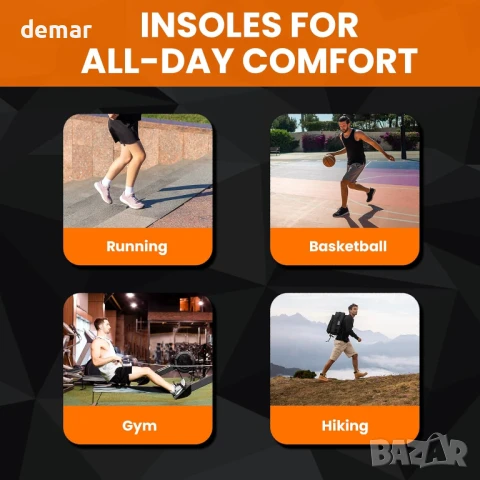 Стелки за спортни обувки Welnove Orange с гел за предната част на стъпалото - размер L, снимка 6 - Други спортове - 50797024