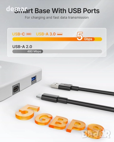 Стойка за монитор monTEK с USB-A/C за ултраширок извит 17-57",до 27 кг, снимка 7 - Стойки, 3D очила, аксесоари - 52280310