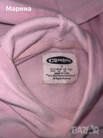 Clueless розов мек пуловер със сребърни кристали, снимка 3 - Блузи с дълъг ръкав и пуловери - 53560014