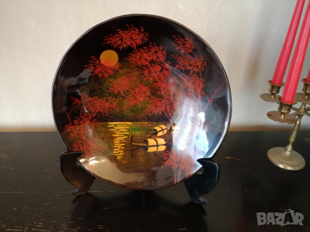 Декоративна японска чиния с поставка, снимка 3 - Други - 36368020