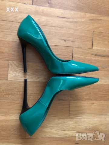 Зелени лачени обувки, снимка 6 - Дамски обувки на ток - 51869077