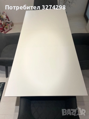Трапезна разтегателна маса -бял гланц, снимка 5 - Маси - 52720283