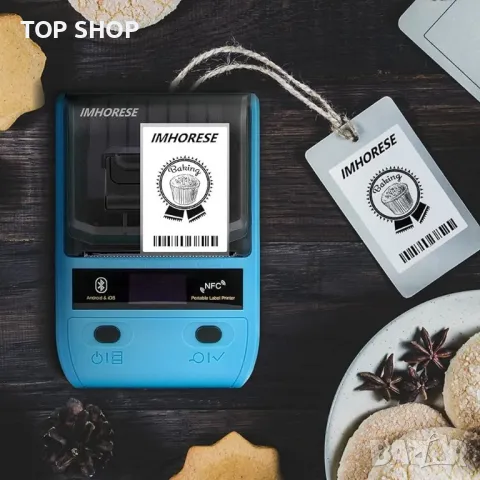 Bluetooth термичен принтер за етикети баркод, адрес, дрехи, бижута Съвместим с Android, iOS, снимка 4 - Принтери, копири, скенери - 48776993