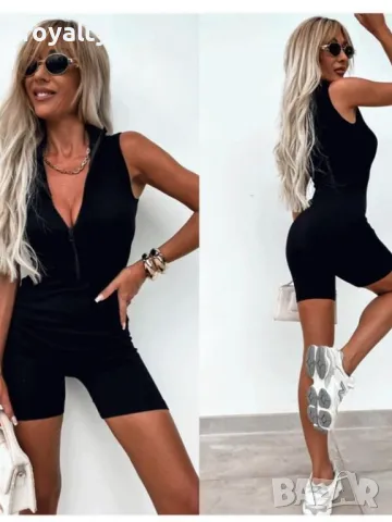 Черен стягащ рипсов гащеризон