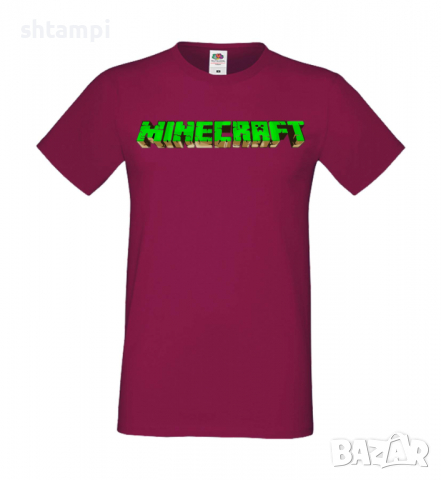 Мъжка тениска майнкрафт Minecraft Logo 1,Minecraft,Игра,Забавление,подарък,Изненада,Рожден Ден., снимка 4 - Тениски - 36496461