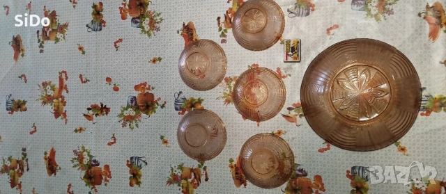 2 различни комплекта "Купа с 5-6 малки купички от кафяво стъкло, снимка 14 - Сервизи - 50872020