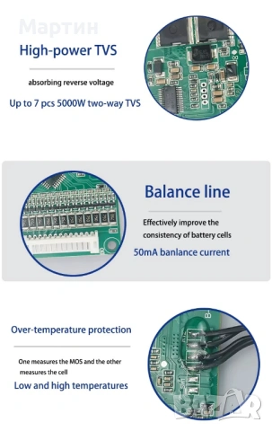 BMS 13S 60А за 48V литиево йонна батерия, снимка 2 - Друга електроника - 53020511