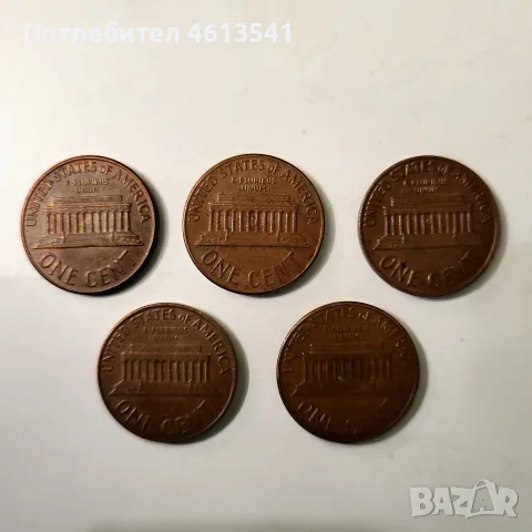 Лот пет по 1цент USA, снимка 2 - Нумизматика и бонистика - 55728763