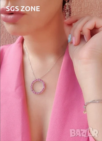 класическо сребърно колие 925 със сапфири или рубини