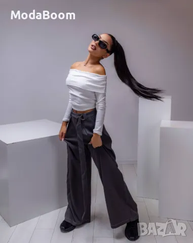 Дълъг сив дамски панталон , снимка 3 - Панталони - 47543946