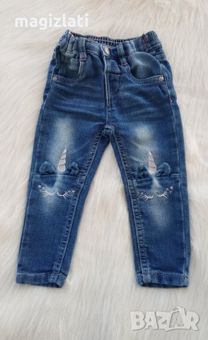 Дънки Еднорог - размер 12-18 месеца, снимка 4 - Бебешки дънки - 34546065