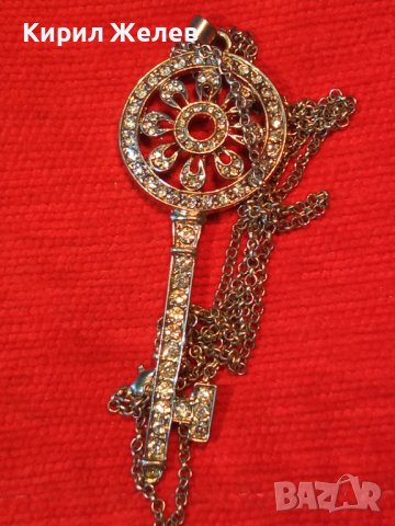 ПОСРЕБРЕНО КЛЮЧЕ - АРТ ПЕНДАНТ МЕДАЛЬОН ИНКРУСТИРАНО с ФАСЕТИРАНИ СКЪПОЦЕННИ КРИСТАЛИ 25169