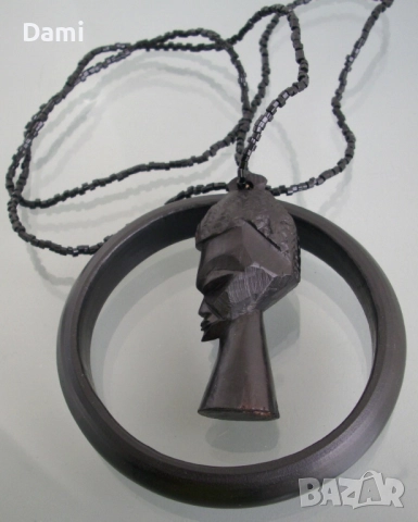 Колие и гривна африканско черно дърво Grenadilla, снимка 3 - Бижутерийни комплекти - 52869699