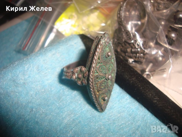 18 ВЕК ВЪЗРОЖДЕНСКИ ФИЛИГРАНЕН с ГРАНУЛАЦИЯ СРЕБЪРЕН ПРЪСТЕН КУЮМДЖИЙСКА УНИКАЛНА ИЗРАБОТКА 24462, снимка 11 - Антикварни и старинни предмети - 34854452