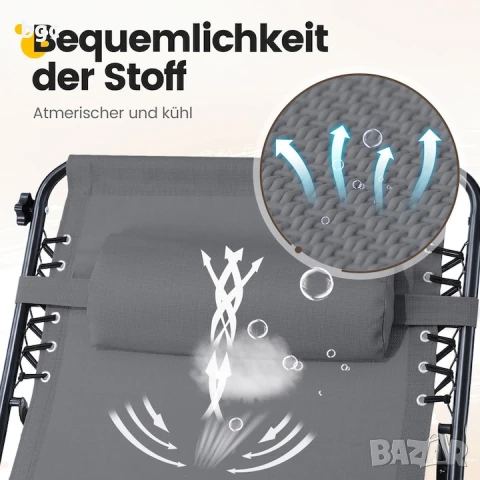 Най-комфортният СГЪВАЕМ Шезлонг Стол Легло със Слънцезащита 190x70x40 см, снимка 2 - Градински мебели, декорация  - 51116363