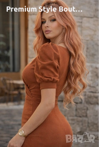 Дамска мини рокля от креп с двойна яка и къс ръкав, снимка 5 - Рокли - 53691681