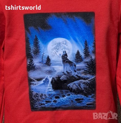 Нова детска ватирана блуза с дълъг ръкав Вълк, Пълнолуние, Серия вълци, снимка 2 - Детски Блузи и туники - 38861453